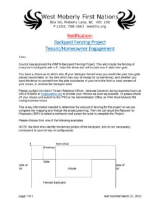 Backyard Fencing Project Tenant/Homeowner Engagement