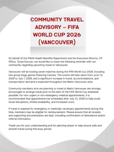 Community Travel Advisory – FIFA World Cup 2026 (Vancouver)
