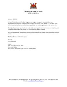 Invitation from the community of Tumbler Ridge