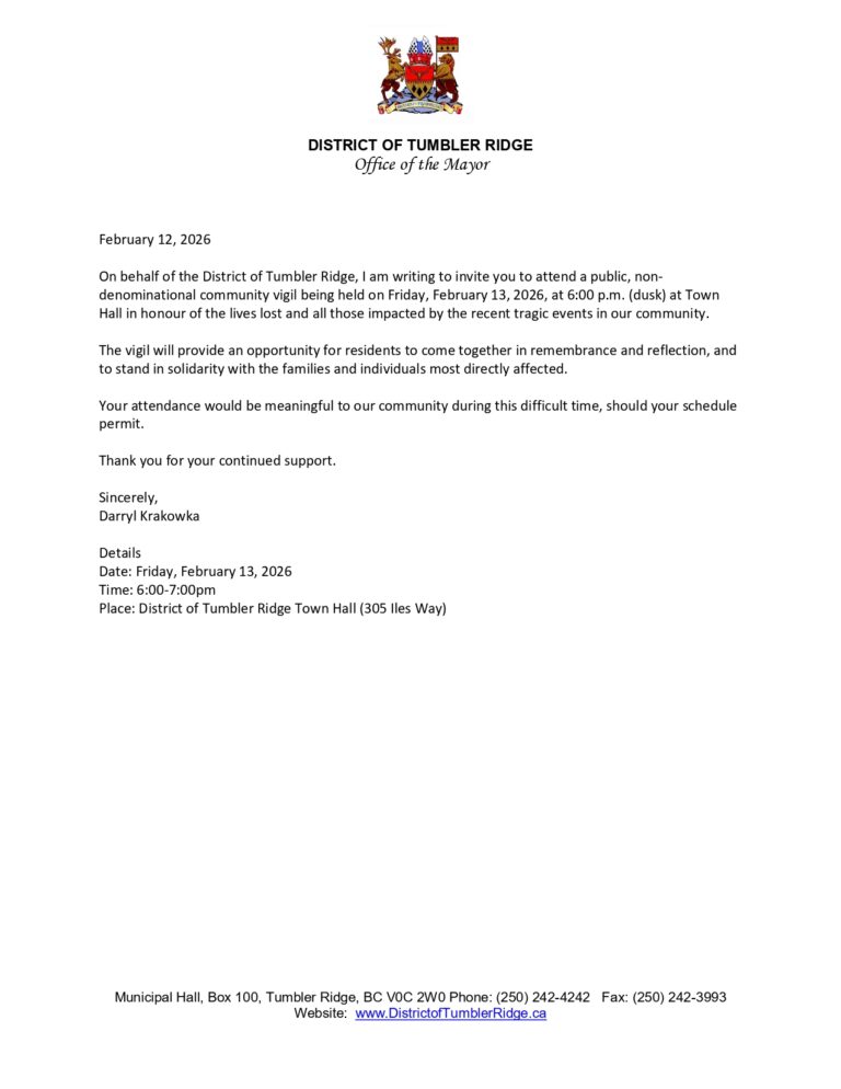 Invitation from the community of Tumbler Ridge - West Moberly First Nations