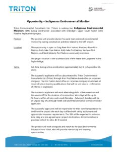Triton Opportunity – Indigenous Environmental Monitor