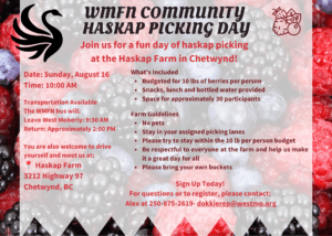 WMFN Community Haskap Picking- Sign Up Today!