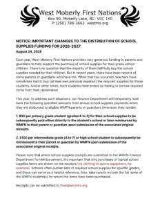 NOTICE: IMPORTANT CHANGES TO THE DISTRIBUTION OF SCHOOL SUPPLIES FUNDING FOR 2026-2027