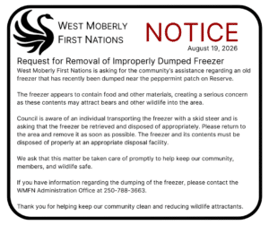 Notice-Request for Removal of Improperly Dumped Freezer