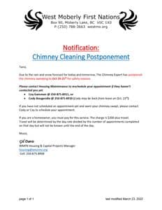 Chimney Cleaning Postponement